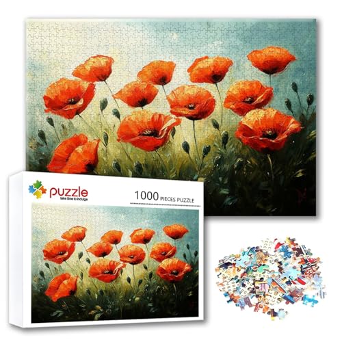 Puzzle 300 Teile Rot, Puzzle Erwachsene 300 Teile Blume, Klassische Holzpuzzles 40 x 28 cm, Lernspiel Herausforderung Spielzeug, Moderne Zimmer Wanddeko, Einzigartiges Geschenk für Frauen/Männer B-5 von FeiPride