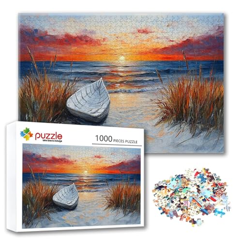 Puzzle 300 Teile Strand, Puzzle Erwachsene 300 Teile Sonnenuntergang, Klassische Holzpuzzles 40 x 28 cm, Lernspiel Herausforderung Spielzeug, Moderne Zimmer Wanddeko, Geschenk für Frauen/Männer F-9 von FeiPride