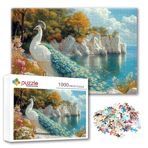 Puzzle 300 Teile Tier, Puzzle Erwachsene 300 Teile Pfau, Klassische Holzpuzzles 40 x 28 cm, Lernspiel Herausforderung Spielzeug, Moderne Zimmer Wanddeko, Einzigartiges Geschenk für Frauen/Männer V-7 von FeiPride
