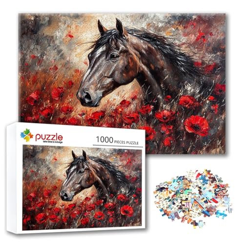 Puzzle 3000 Teile Pferd, Puzzle Erwachsene 3000 Teile Blume, Klassische Holzpuzzles 122 x 80 cm, Lernspiel Herausforderung Spielzeug, Zimmer Wanddeko, Einzigartiges Geschenk für Frauen/Männer C-1 von FeiPride
