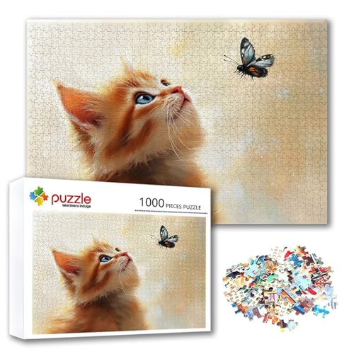 Puzzle 3000 Teile Schmetterling, Puzzle Erwachsene 3000 Teile Katze, Klassische Holzpuzzles 122 x 80 cm, Lernspiel Herausforderung Spielzeug, Moderne Zimmer Wanddeko, Geschenk für Frauen/Männer V-1 von FeiPride