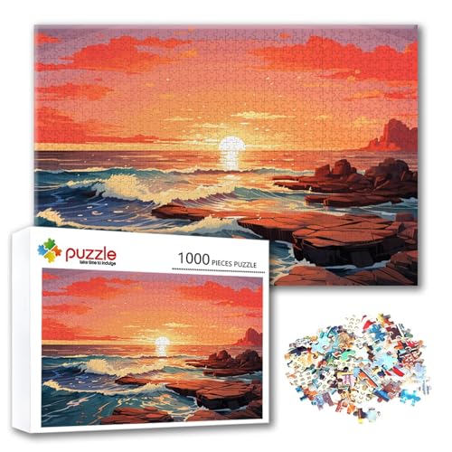 Puzzle 3000 Teile Sonnenuntergang, Puzzle Erwachsene 3000 Teile Meer, Klassische Holzpuzzles 122 x 80 cm, Lernspiel Herausforderung Spielzeug, Moderne Zimmer Wanddeko, Geschenk für Frauen/Männer A-5 von FeiPride