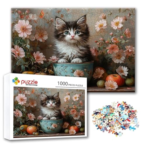 Puzzle 4000 Teile Katze, Puzzle Erwachsene 4000 Teile Blume, Klassische Holzpuzzles 140 x 87 cm, Lernspiel Herausforderung Spielzeug, Zimmer Wanddeko, Einzigartiges Geschenk für Frauen/Männer I-9 von FeiPride