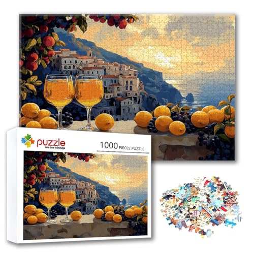 Puzzle 4000 Teile Landschaft, Puzzle Erwachsene 4000 Teile Kleine Stadt, Klassische Holzpuzzles 140 x 87 cm, Lernspiel Herausforderung Spielzeug, Moderne Zimmer Wanddeko, Geschenk für Frauen J-1 von FeiPride