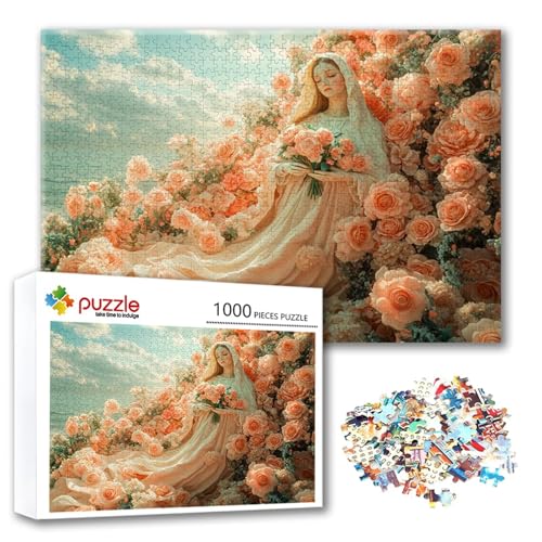 Puzzle 500 Teile Blume, Puzzle Erwachsene 500 Teile Frau, Klassische Holzpuzzles 52 x 38 cm, Lernspiel Herausforderung Spielzeug, Moderne Zimmer Wanddeko, Einzigartiges Geschenk für Frauen/Männer K-0 von FeiPride