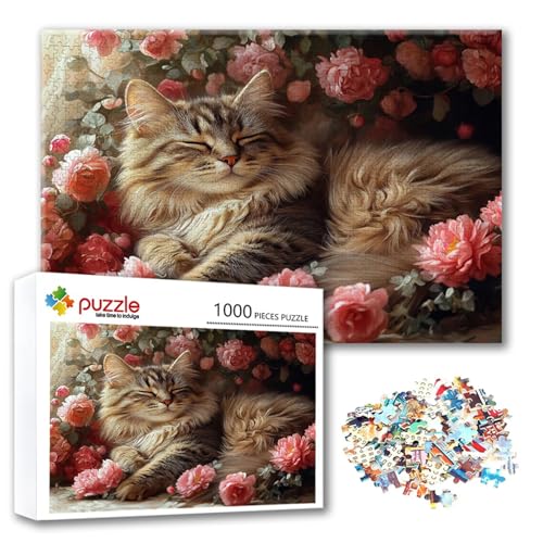 Puzzle 500 Teile Blume, Puzzle Erwachsene 500 Teile Katze, Klassische Holzpuzzles 52 x 38 cm, Lernspiel Herausforderung Spielzeug, Moderne Zimmer Wanddeko, Einzigartiges Geschenk für Frauen/Männer J-0 Puzzle 500 Teile Blume, Puzzle Erwachsene 500 Teile Katze, Klassische Holzpuzzles 52 x 38 cm, Lernspiel Herausforderung Spielzeug, Moderne Zimmer Wanddeko, Einzigartiges Geschenk für Frauen/Männer J-0 von FeiPride