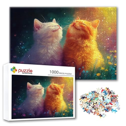 Puzzle 500 Teile Katze, Puzzle Erwachsene 500 Teile Farbe, Klassische Holzpuzzles 52 x 38 cm, Lernspiel Herausforderung Spielzeug, Moderne Zimmer Wanddeko, Einzigartiges Geschenk für Frauen/Männer Y-9 von FeiPride