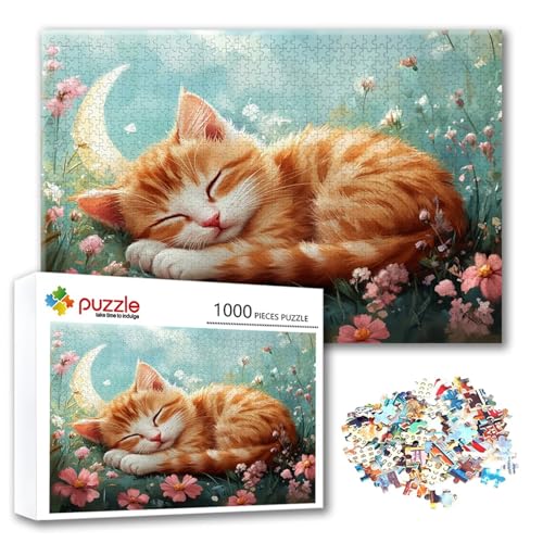 Puzzle 500 Teile Katze, Puzzle Erwachsene 500 Teile Tier, Klassische Holzpuzzles 52 x 38 cm, Lernspiel Herausforderung Spielzeug, Moderne Zimmer Wanddeko, Einzigartiges Geschenk für Frauen/Männer H-2 von FeiPride