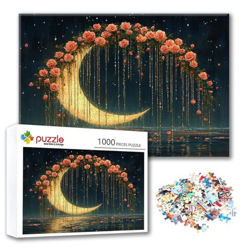 Puzzle 500 Teile Mond, Puzzle Erwachsene 500 Teile Blume, Klassische Holzpuzzles 52 x 38 cm, Lernspiel Herausforderung Spielzeug, Moderne Zimmer Wanddeko, Einzigartiges Geschenk für Frauen/Männer I-2 Puzzle 500 Teile Mond, Puzzle Erwachsene 500 Teile Blume, Klassische Holzpuzzles 52 x 38 cm, Lernspiel Herausforderung Spielzeug, Moderne Zimmer Wanddeko, Einzigartiges Geschenk für Frauen/Männer I-2 von FeiPride