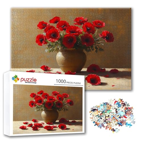 Puzzle 500 Teile Rot, Puzzle Erwachsene 500 Teile Blume, Klassische Holzpuzzles 52 x 38 cm, Lernspiel Herausforderung Spielzeug, Moderne Zimmer Wanddeko, Einzigartiges Geschenk für Frauen/Männer D-2 Puzzle 500 Teile Rot, Puzzle Erwachsene 500 Teile Blume, Klassische Holzpuzzles 52 x 38 cm, Lernspiel Herausforderung Spielzeug, Moderne Zimmer Wanddeko, Einzigartiges Geschenk für Frauen/Männer D-2 von FeiPride