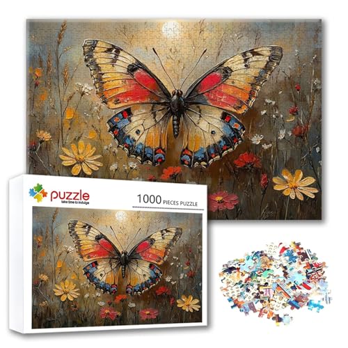 Puzzle 500 Teile Schmetterling, Puzzle Erwachsene 500 Teile Blume, Klassische Holzpuzzles 52 x 38 cm, Lernspiel Herausforderung Spielzeug, Moderne Zimmer Wanddeko, Geschenk für Frauen/Männer R-6 von FeiPride