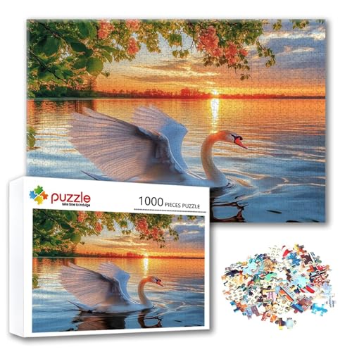 Puzzle 500 Teile Schwan, Puzzle Erwachsene 500 Teile Sonnenuntergang, Klassische Holzpuzzles 52 x 38 cm, Lernspiel Herausforderung Spielzeug, Moderne Zimmer Wanddeko, Geschenk für Frauen/Männer L-6 Puzzle 500 Teile Schwan, Puzzle Erwachsene 500 Teile Sonnenuntergang, Klassische Holzpuzzles 52 x 38 cm, Lernspiel Herausforderung Spielzeug, Moderne Zimmer Wanddeko, Geschenk für Frauen/Männer L-6 von FeiPride