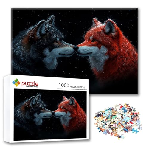 Puzzle 500 Teile Wolf, Puzzle Erwachsene 500 Teile Tier, Klassische Holzpuzzles 52 x 38 cm, Lernspiel Herausforderung Spielzeug, Moderne Zimmer Wanddeko, Einzigartiges Geschenk für Frauen/Männer K-7 von FeiPride