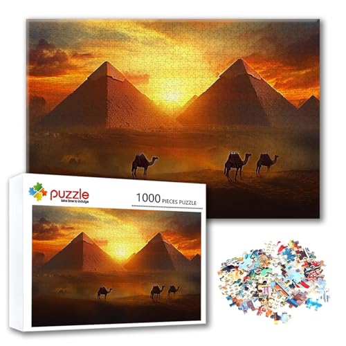Puzzle Ägypten Puzzle 300 Teile Pyramide, Herausforderung Impossible Jigsaw, Erwachsene Wooden Jigsaw Spielzeug, Puzzlespiele für Die Ganze Familie Stressabbau, Geschenk für Frauen 40 x 28 cm P-8 von FeiPride