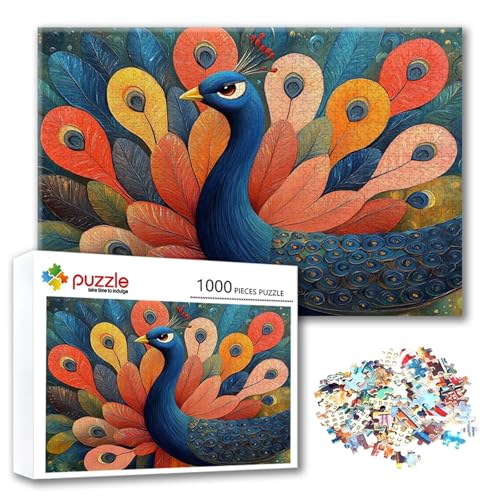 Puzzle Abstrakt Puzzle 4000 Teile Pfau, Herausforderung Impossible Jigsaw, Erwachsene Wooden Jigsaw Spielzeug, Puzzlespiele für Die Ganze Familie Stressabbau, Geschenk für Frauen 140 x 87 cm S-7 von FeiPride