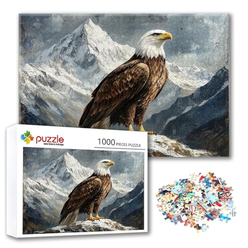 Puzzle Adler Puzzle 500 Teile Tier, Herausforderung Impossible Jigsaw, Erwachsene Wooden Jigsaw Spielzeug, Puzzlespiele für Die Ganze Familie Stressabbau, Geschenk für Frauen Männer 52 x 38 cm E-9 von FeiPride