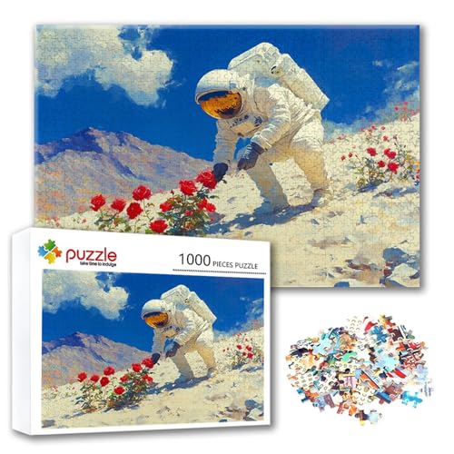 Puzzle Astronaut Puzzle 3000 Teile Blume, Herausforderung Impossible Jigsaw, Erwachsene Wooden Jigsaw Spielzeug, Puzzlespiele für Die Ganze Familie Stressabbau, Geschenk für Frauen 122 x 80 cm N-4 von FeiPride
