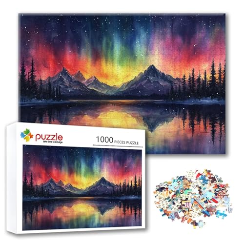 Puzzle Aurora Puzzle 3000 Teile Landschaft, Herausforderung Impossible Jigsaw, Erwachsene Wooden Jigsaw, Puzzlespiele für Die Ganze Familie Stressabbau, Geschenk für Frauen Männer 122 x 80 cm V-2 von FeiPride