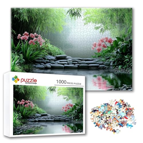 Puzzle Bambuswald Puzzle 1000 Teile Landschaft, Herausforderung Impossible Jigsaw, Erwachsene Wooden Jigsaw, Puzzlespiele für Die Ganze Familie Stressabbau, Geschenk für Frauen Männer 75 x 50 cm I-9 von FeiPride
