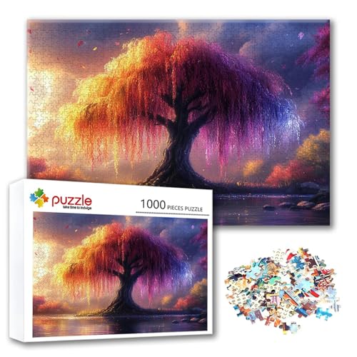 Puzzle Baum Puzzle 300 Teile Landschaft, Herausforderung Impossible Jigsaw, Erwachsene Wooden Jigsaw Spielzeug, Puzzlespiele für Die Ganze Familie Stressabbau, Geschenk für Frauen 40 x 28 cm X-2 von FeiPride