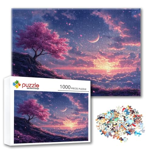 Puzzle Baum Puzzle 500 Teile Landschaft, Herausforderung Impossible Jigsaw, Erwachsene Wooden Jigsaw Spielzeug, Puzzlespiele für Die Ganze Familie Stressabbau, Geschenk für Frauen 52 x 38 cm B-7 von FeiPride
