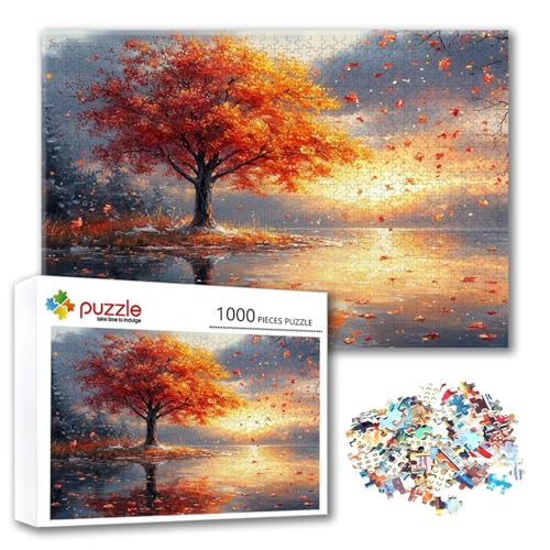 Puzzle Baum Puzzle 500 Teile Landschaft, Herausforderung Impossible Jigsaw, Erwachsene Wooden Jigsaw Spielzeug, Puzzlespiele für Die Ganze Familie Stressabbau, Geschenk für Frauen 52 x 38 cm X-9 von FeiPride