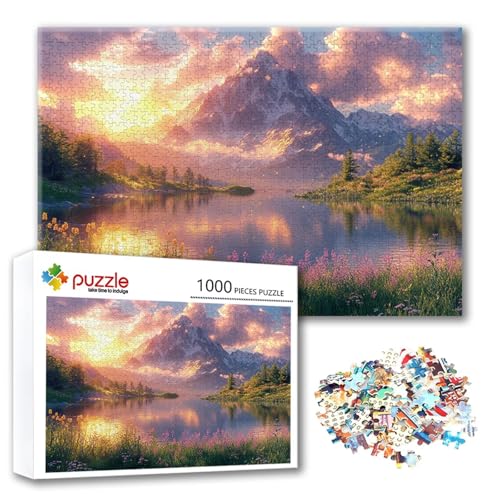 Puzzle Berg Puzzle 1500 Teile Landschaft, Herausforderung Impossible Jigsaw, Erwachsene Wooden Jigsaw Spielzeug, Puzzlespiele für Die Ganze Familie Stressabbau, Geschenk für Frauen 87 x 57 cm N-9 von FeiPride