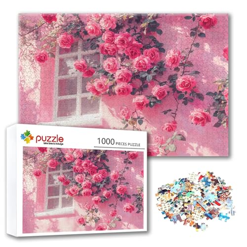 Puzzle Blume Puzzle 1000 Teile Landschaft, Herausforderung Impossible Jigsaw, Erwachsene Wooden Jigsaw Spielzeug, Puzzlespiele für Die Ganze Familie Stressabbau, Geschenk für Frauen 75 x 50 cm C-5 von FeiPride
