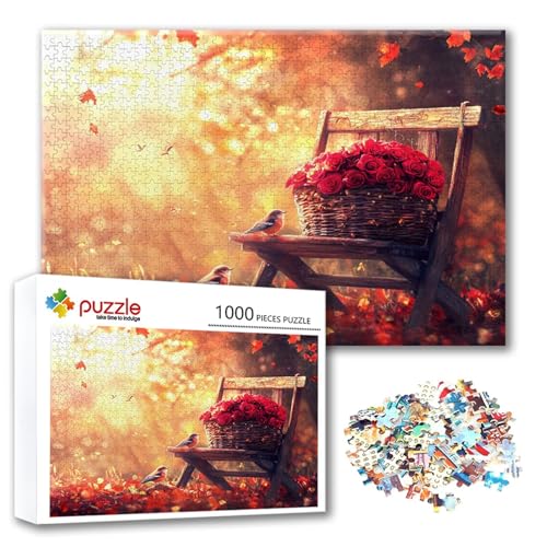 Puzzle Blume Puzzle 1000 Teile Landschaft, Herausforderung Impossible Jigsaw, Erwachsene Wooden Jigsaw Spielzeug, Puzzlespiele für Die Ganze Familie Stressabbau, Geschenk für Frauen 75 x 50 cm J-1 von FeiPride