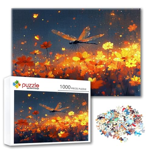 Puzzle Blume Puzzle 1000 Teile Landschaft, Herausforderung Impossible Jigsaw, Erwachsene Wooden Jigsaw Spielzeug, Puzzlespiele für Die Ganze Familie Stressabbau, Geschenk für Frauen 75 x 50 cm J-9 von FeiPride