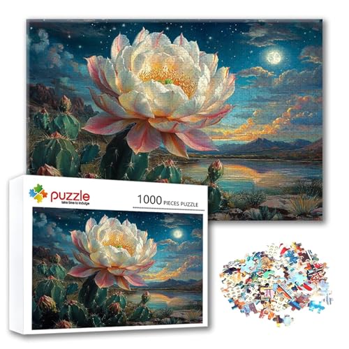 Puzzle Blume Puzzle 1000 Teile Landschaft, Herausforderung Impossible Jigsaw, Erwachsene Wooden Jigsaw Spielzeug, Puzzlespiele für Die Ganze Familie Stressabbau, Geschenk für Frauen 75 x 50 cm Q-8 von FeiPride