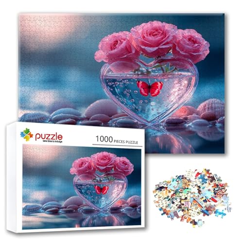 Puzzle Blume Puzzle 1000 Teile Schmetterling, Herausforderung Impossible Jigsaw, Erwachsene Wooden Jigsaw, Puzzlespiele für Die Ganze Familie Stressabbau, Geschenk für Frauen Männer 75 x 50 cm Y-2 von FeiPride