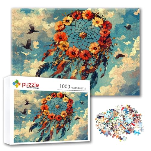 Puzzle Blume Puzzle 1000 Teile Traumfänger, Herausforderung Impossible Jigsaw, Erwachsene Wooden Jigsaw, Puzzlespiele für Die Ganze Familie Stressabbau, Geschenk für Frauen Männer 75 x 50 cm V-1 Puzzle Blume Puzzle 1000 Teile Traumfänger, Herausforderung Impossible Jigsaw, Erwachsene Wooden Jigsaw, Puzzlespiele für Die Ganze Familie Stressabbau, Geschenk für Frauen Männer 75 x 50 cm V-1 von FeiPride