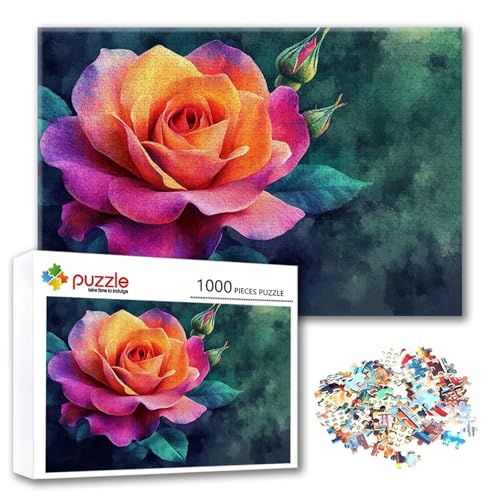 Puzzle Blume Puzzle 2000 Teile Pfingstrose, Herausforderung Impossible Jigsaw, Erwachsene Wooden Jigsaw, Puzzlespiele für Die Ganze Familie Stressabbau, Geschenk für Frauen Männer 100 x 70 cm I-6 von FeiPride