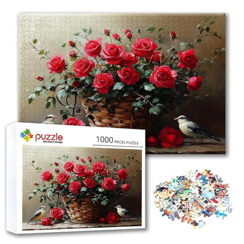 Puzzle Blume Puzzle 2000 Teile Rose, Herausforderung Impossible Jigsaw, Erwachsene Wooden Jigsaw Spielzeug, Puzzlespiele für Die Ganze Familie Stressabbau, Geschenk für Frauen Männer 100 x 70 cm C-5 von FeiPride