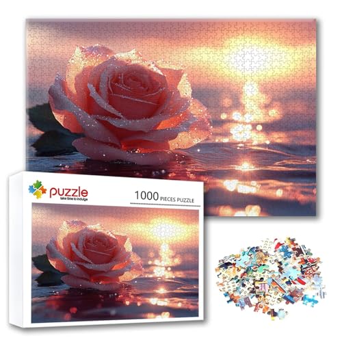 Puzzle Blume Puzzle 2000 Teile Rose, Herausforderung Impossible Jigsaw, Erwachsene Wooden Jigsaw Spielzeug, Puzzlespiele für Die Ganze Familie Stressabbau, Geschenk für Frauen Männer 100 x 70 cm X-2 von FeiPride
