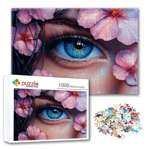 Puzzle Blume Puzzle 300 Teile Auge, Herausforderung Impossible Jigsaw, Erwachsene Wooden Jigsaw Spielzeug, Puzzlespiele für Die Ganze Familie Stressabbau, Geschenk für Frauen Männer 40 x 28 cm X-7 von FeiPride