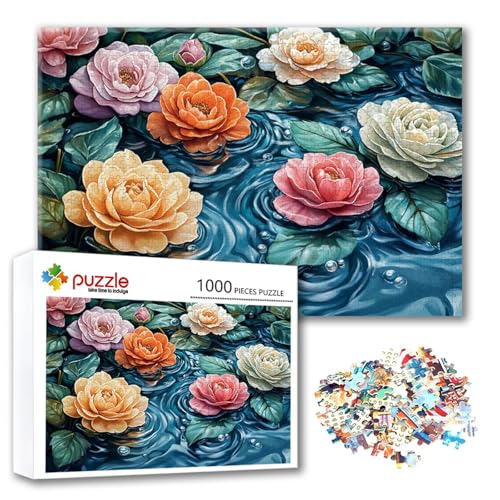 Puzzle Blume Puzzle 300 Teile Pfingstrose, Herausforderung Impossible Jigsaw, Erwachsene Wooden Jigsaw Spielzeug, Puzzlespiele für Die Ganze Familie Stressabbau, Geschenk für Frauen 40 x 28 cm S-5 von FeiPride