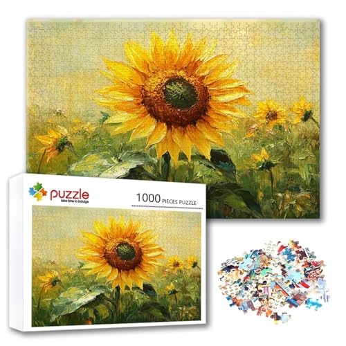 Puzzle Blume Puzzle 300 Teile Sonnenblume, Herausforderung Impossible Jigsaw, Erwachsene Wooden Jigsaw Spielzeug, Puzzlespiele für Die Ganze Familie Stressabbau, Geschenk für Frauen 40 x 28 cm O-5 von FeiPride