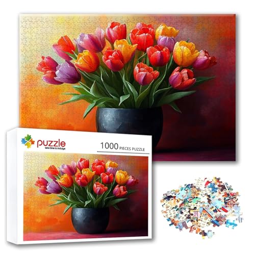 Puzzle Blume Puzzle 3000 Teile Farbe, Herausforderung Impossible Jigsaw, Erwachsene Wooden Jigsaw Spielzeug, Puzzlespiele für Die Ganze Familie Stressabbau, Geschenk für Frauen Männer 122 x 80 cm N-8 von FeiPride