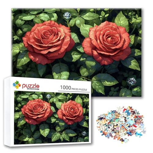 Puzzle Blume Puzzle 3000 Teile Rose, Herausforderung Impossible Jigsaw, Erwachsene Wooden Jigsaw Spielzeug, Puzzlespiele für Die Ganze Familie Stressabbau, Geschenk für Frauen Männer 122 x 80 cm G-1 von FeiPride