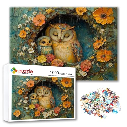 Puzzle Blume Puzzle 4000 Teile Eule, Herausforderung Impossible Jigsaw, Erwachsene Wooden Jigsaw Spielzeug, Puzzlespiele für Die Ganze Familie Stressabbau, Geschenk für Frauen Männer 140 x 87 cm O-1 von FeiPride