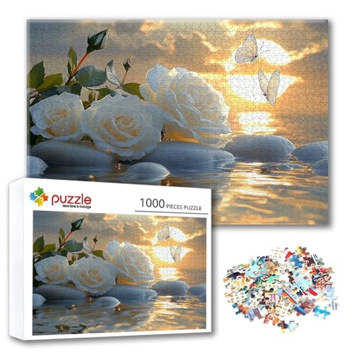 Puzzle Blume Puzzle 4000 Teile Rose, Herausforderung Impossible Jigsaw, Erwachsene Wooden Jigsaw Spielzeug, Puzzlespiele für Die Ganze Familie Stressabbau, Geschenk für Frauen Männer 140 x 87 cm G-4 von FeiPride