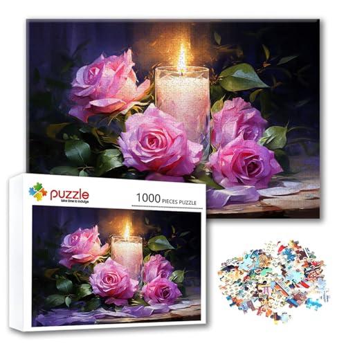 Puzzle Blume Puzzle 4000 Teile Rose, Herausforderung Impossible Jigsaw, Erwachsene Wooden Jigsaw Spielzeug, Puzzlespiele für Die Ganze Familie Stressabbau, Geschenk für Frauen Männer 140 x 87 cm Q-4 von FeiPride