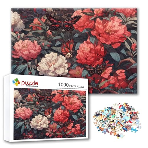 Puzzle Blume Puzzle 4000 Teile Schmetterling, Herausforderung Impossible Jigsaw, Erwachsene Wooden Jigsaw, Puzzlespiele für Die Ganze Familie Stressabbau, Geschenk für Frauen Männer 140 x 87 cm N-5 von FeiPride