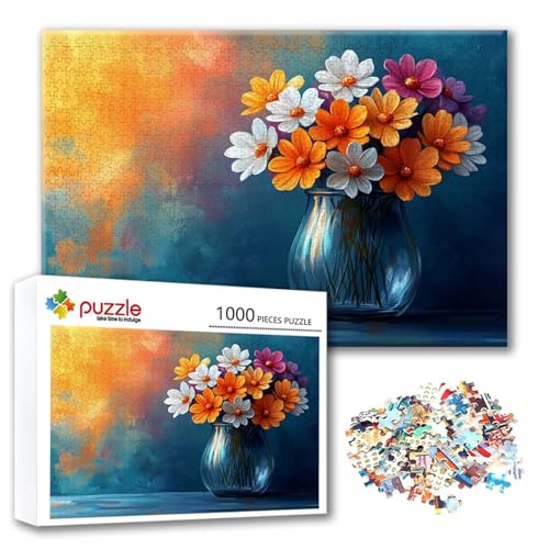 Puzzle Blume Puzzle 500 Teile Farbe, Herausforderung Impossible Jigsaw, Erwachsene Wooden Jigsaw Spielzeug, Puzzlespiele für Die Ganze Familie Stressabbau, Geschenk für Frauen Männer 52 x 38 cm Y-8 von FeiPride