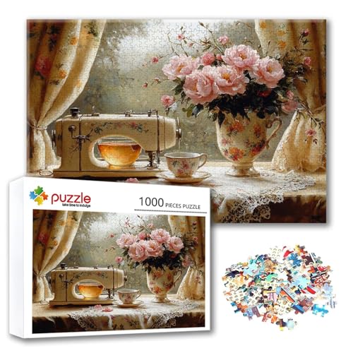 Puzzle Blume Puzzle 500 Teile Kaffee, Herausforderung Impossible Jigsaw, Erwachsene Wooden Jigsaw Spielzeug, Puzzlespiele für Die Ganze Familie Stressabbau, Geschenk für Frauen Männer 52 x 38 cm R-5 von FeiPride
