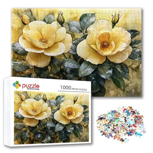 Puzzle Blume Puzzle 500 Teile Landschaft, Herausforderung Impossible Jigsaw, Erwachsene Wooden Jigsaw Spielzeug, Puzzlespiele für Die Ganze Familie Stressabbau, Geschenk für Frauen 52 x 38 cm B-2 von FeiPride