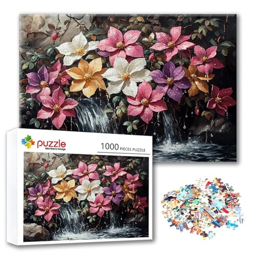Puzzle Blume Puzzle 500 Teile Landschaft, Herausforderung Impossible Jigsaw, Erwachsene Wooden Jigsaw Spielzeug, Puzzlespiele für Die Ganze Familie Stressabbau, Geschenk für Frauen 52 x 38 cm B-7 von FeiPride