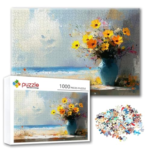 Puzzle Blume Puzzle 500 Teile Landschaft, Herausforderung Impossible Jigsaw, Erwachsene Wooden Jigsaw Spielzeug, Puzzlespiele für Die Ganze Familie Stressabbau, Geschenk für Frauen 52 x 38 cm K-9 von FeiPride